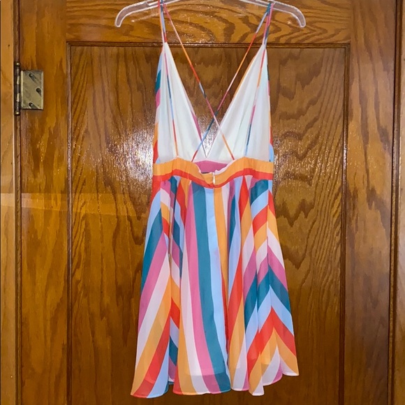 NWOT Aqua Rainbow-Stripe Open Back Mini Sz S - Picture 3 of 6